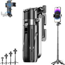 Mini bastone per selfie con treppiede, luce e telecomando, treppiede da viaggio estensibile con supporto per telefono cellulare, treppiede pieghevole tascabile per registrazione video su telefono, compatibile con , Android e tutti gli altri dispositivi, per vacanze estive, viaggi, attività all'aperto, live streaming