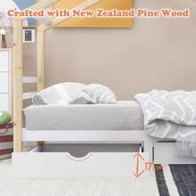 Wood Single Bed Frames  Storage Underneath 3FT Single Bed With Storage Solid Pine Wood House Tree Canopy Bed - White - View 8