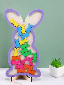 1pc Wooden Easter Bunny Egg Reward Jar, Learning & Self-Discipline Checklist Reward Jar, Home & Classroom Chore Reward Jar, Teacher Gift - Wooden - Multicolor - View 2