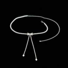Fashionable Elegant Rhinestone Bow Decor Waist Chain