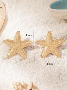 1 对女士简约几何海星耳钉，海洋风格