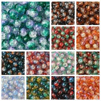 100 Pcs 6mm Crackle Glass Beads Two Tone Beads For Fashion Jewelry DIY Making