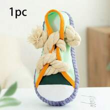 1-Pack Sneaker-Shaped Dog Chew Toys With Rope Knots & Squeaky Ball – Durable Oxford Fabric Chewers For Aggressive Chewers, Interactive Squeakers Noise For Puppies/Adult Dogs, Indoor Outdoor Play