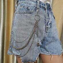 European & American Hip Hop Punk Metal Rings Chain Waist Chain, Stage Performance Jeans Accessory Lock Pendant Waist Chain - Lock Pendant Trouser Chain - View 2