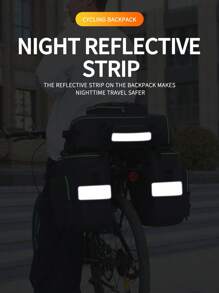 1PC Waterproof And Wear-Resistant Bicycle Rear Seat Bag With Detachable Three-In-One Bicycle Tail Bag, And Cool Reflective Cycling Bag For Men And Women, Essential For Night Cycling And Going Out, Large-Capacity Bicycle Bag Luggage Storage Bag, Can Be Detached Separately, Shoulder-Back, Cross-Body, Multiple Carrying Methods, Very Suitable For Commuting Travel, Adventure Camping, Cycling Travel, Fishing, Running And Gym - Black - View 7