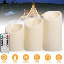 3pcs Fireless Candle Light Set, Flameless Candle Set, LED Candle Battery Powered Candle, Flashing Flame, Remote Control Candle, Suitable For Home, Bedroom, Wedding Proposal, Christmas, Halloween, Company Party, Party Decoration - 黃色 - 查看 3