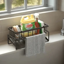 1 件厨房海绵收纳架、水槽海绵架、洗碗海绵和肥皂架、抹布收纳架、沥水架、水槽边防滑厨房垫、天然卫生的厨房必备品，适用于家庭和厨房房间装饰，是您舒适的秋冬风格和圣诞装饰的一部分 - 彩色 - 查看 7