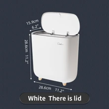 1PC 13L Large Capacity White Yellow Rectangular Press Fit Lid With Crevice Garbage Bin Suitable For Household Bathrooms, Narrow Crevices, Living Rooms, Kitchens Home Bathroom Decor Bathroom Organizer Fall Decor Back To School
