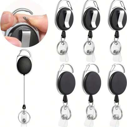 3/1pc High-Quality Retractable Badge Holders With 360° Rotation, Belt/Carabiner Clip, Built-In Nylon Rope, Key Chain Ring, Snap Fastener, And PVC ID Strap - Perfect For Multiple Badges, Cards, Tickets, And Money Car Accessories Bag Charm Cute Goth Y2k