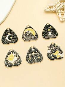 6 件/滴爱情塔罗牌太阳月亮死亡吊坠 DIY 钥匙扣首饰配件材料 - 彩色 - 查看 4