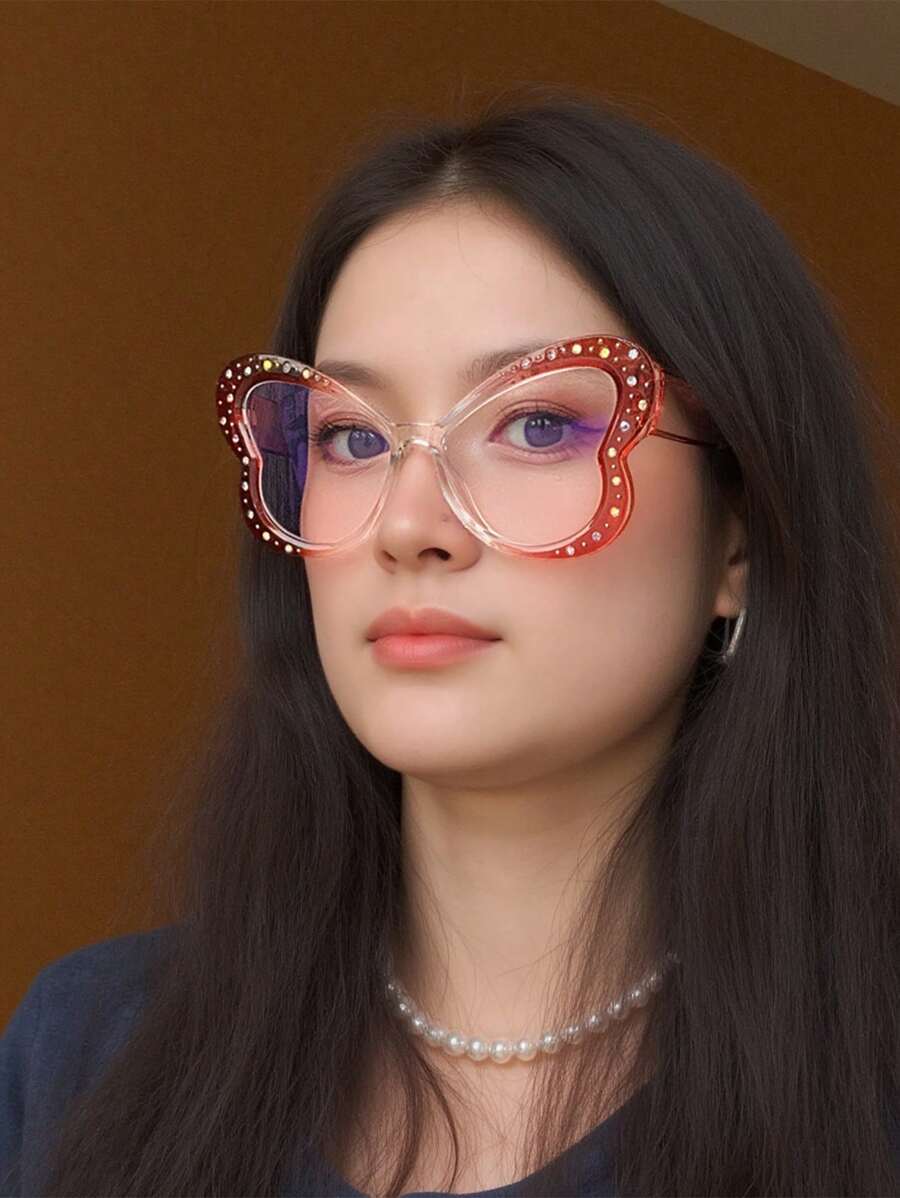 1 件女士时尚塑料无度数透明镜片眼镜，适合日常佩戴和服装装饰 - 無色 - 查看 1