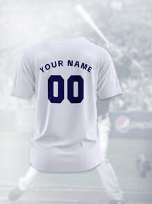Customized T-Shirt, Breathable & Quick-Dry 210g Sports Tee Shirt For Men, Team/Club Training Baseball Jersey With Name, Number, Logo Printed On Front & Back, Comfortable & Fit, White Color, Suitable For Casual, Party, Daily Wear In Spring/Summer,Stylish,Fashion,Hipster,Casual,Minimal Chic,Personalized,Customized,Custom,Unique,Guy Costumes,Capsule Wardrobe,Men Basic/Street Style,Ideal Gifts For Him,Boyfriend,Family,Friends,For Birthdays,For Vacation/Holiday,For School/Competition,For Sports/Climbing,Summer Shirts