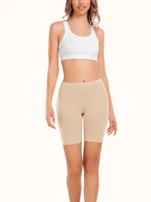 2 piezas Pantalones de seguridad informales de cintura media sin costuras para mujeres, pantalones cortos tipo bóxer para mujeres, pantalones cortos antirozamiento, ropa interior y pantalones cortos para bicicleta