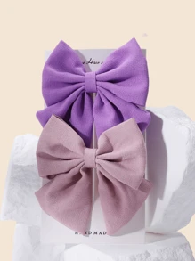 1/2pcs Satin & Chiffon Bow Hair Clips, New Candy Color Large Barrettes, College Style, No Card Paper, Suitable For Daily Use - 彩色 - 查看 13