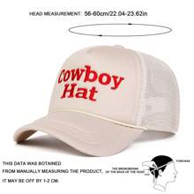 1Piece Men Cowboy Hat Letter Embroidered Baseball Cap Mesh Hat Outdoor Adjustable Sunscreen Leisure Hat Spring Autumn Travel Tourism Beach Vacation - Màu be - Xem 2