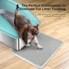 Stainless Steel Litter Box | XL Enclosed Cat Litter Box With Lid For Big Cats | High Sided, Anti-Urine Leakage | Non-Stick Bottom & Includes Litter Mat & Metal Scoop - 綠松石 - 查看 6