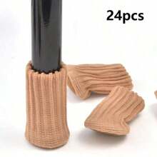 [Calcetines de punto antideslizantes para patas de silla] Juego de 4/24/32 piezas de calcetines de punto grueso de doble capa antideslizantes para patas de silla - Protectores de piso a rayas clásicos, cubiertas para reducción de ruido - Material de poliéster, multicolor
