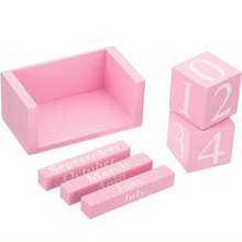 1 pièce Calendrier perpétuel rose en bois, bloc d'affichage de la date et du mois, peut être ajusté. Très adapté à la décoration de bureau, d'entrée, de boutique, de bar, d'usage quotidien.