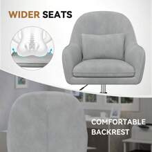 Hawthyhome Office Chair, Vanity Chair, Swivel Chair, With Velvet Padding Pillow,Adjustable Height, For Home Office, Study, Bedroom,150kg Load Capacity, Grey - Grey - View 4
