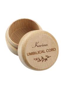 1PC Custom Name Wooden Fetal Hair/Umbilical Cord Memorial Box Carved Memorial Box Gift For Boys Girls Family - Beige - View 6