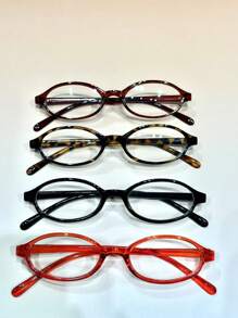 4 Stücke/Set kleine elliptische Rahmen Damen Brillen, bequem und modisch, geeignet für Studenten, Senioren und Büroarbeiter für tägliches Lesen, Computer und Handy Nutzung, klare Brillenzubehör für Frauen