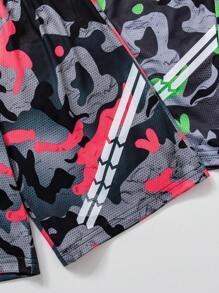 3pcs/Set Boys Shorts Set, Comfortable And Fashionable Camouflage Print With Elastic Waistband Shorts, Suitable For Daily Wear - Multicolor - View 5