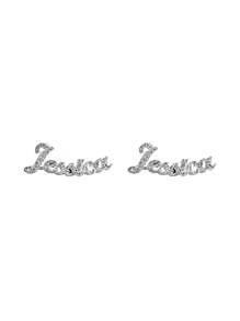 1Pair Minimalist Custom Name Frosted Earrings,Romantic Custom Text Earrings,Fashion Stainless Steel Nameplate Custom Earrings Gifts For Her,Frosted Name Earrings,Valentine's Day Gift,Memorial Gift,Christmas Gift,Mother's Day Gift