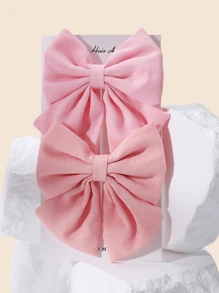 1/2pcs Satin & Chiffon Bow Hair Clips, New Candy Color Large Barrettes, College Style, No Card Paper, Suitable For Daily Use - 彩色 - 查看 11