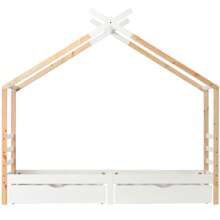 Wood Single Bed Frames  Storage Underneath 3FT Single Bed With Storage Solid Pine Wood House Tree Canopy Bed - White - View 9