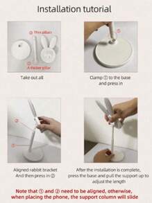 1pc Adjustable Foldable Rabbit Shaped Desktop Phone/Tablet Stand, Cute Cartoon Mobile Phone Holder, IPad Tablet Stand, Adjustable