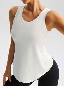 Camiseta deportiva de mujer con espalda cruzada, chaleco transpirable con abertura para yoga, running, fitness y entrenamiento