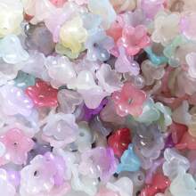 Yiwu Qiyou Accessories Co., LTD 100/50颗 11毫米蓝色铃铛花亚克力珠，混色，DIY首饰装饰，手工制作材料 - 雙色喇叭花 - 查看 2