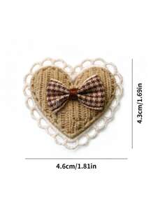 2pcs Lace Heart Plaid Bow Pet Hair Clips, Cute Accessory Headdress For Small Dog Puppy Cat Clothes