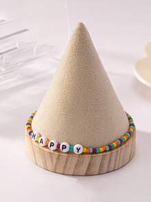 2 piezas Tobilleras con cuentas de estilo bohemio y pendiente de concha con la letra "HAPPY" de colores, accesorio de moda para vacaciones de verano en la playa