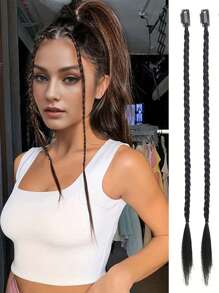 2 件装夹式盒装辫子接发 20 英寸混色高温合成纤维 适合女士和女孩 - 非常适合日常穿着和节日