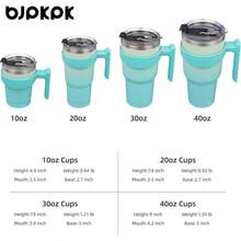 Vaso de  con asa de acero inoxidable con tapa y popote para mujer, color verde lavanda - Menta - Ver 5