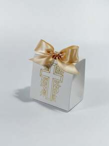 10pcs Mini Gift Box With Cross And Floral Design, Perfect For Christenings, Baptisms, Weddings, And Events, Includes Satin Ribbons In Gold And Silver, Ideal For Small Gifts, Favors, And Keepsakes – Elegant And High-Quality Craftsmanship, For Mother's Day, Bridesmaid Gifts, Graduation Gifts, Birthday Gifts, Wedding Gifts,Birthday,Bride,Wedding