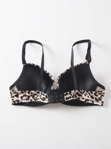 豹纹印花钢圈加垫时尚女士文胸