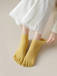 1/3 双春夏女士袜子。透气分趾袜，糖果色女士分趾袜，秋季 - 彩色 - 查看 4