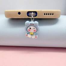 卡通可爱粉红猪和蓝象树脂吊坠防尘塞，兼容苹果和 Type-C 手机充电端口，情侣礼物 - 彩色 - 查看 7