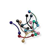 316L Surgical Steel 16G Curved Barbell Snake Eyes Tongue Ring Eyebrow Nipple Belly Earring Piercings Jewelry 14mm 9/16 Inch - Sold Individually - Gold - View 2
