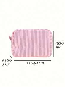 1 pezzo Borsa da viaggio, beauty case, borsa per accessori personalizzata con ricamo a strisce verticali quadrate, adatta per viaggi, scuola, dormitorio, bagno, necessità di casa, regalo per madre e moglie - Multicolore - Visualizzare 4