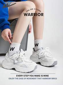 Warrior Comfortable Street Style Chunky Shoes For Women Spring And Summer Lightweight Comfortable Breathable Running Shoes Modest Style Casual Sneakers Applicable Throughout The Yearwear-Resisting All-Day Wear Training Sneakers - White/Gray - View 6