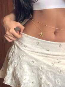 1pc Fashionable Sexy Bohemian Geometric Multi-Layer Starfish Waist Chain, Suitable For Ladies In Any Occasion - Gold - View 2