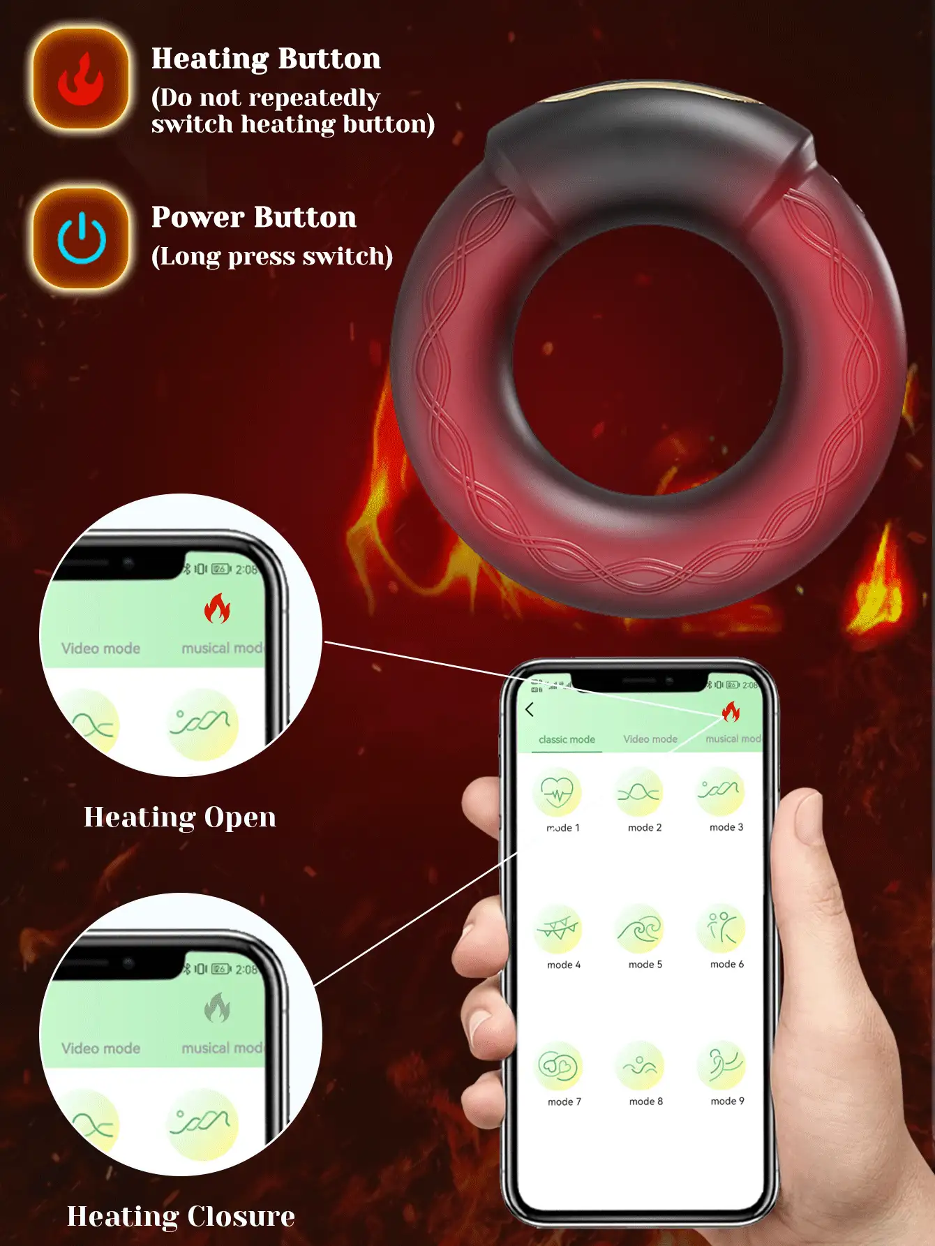 Vibrating Cock Ring, 9 Vibrations With Heating Penis Ring Vibrator Sex Toys For Men, Adult Toys Vibrating Penis Ring Male Sex Toys, Cock Ring Vibrator Couples Sex Toys, Adult Sex Toys & Games