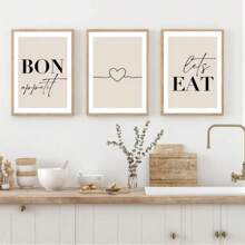 1pc,Bon Appetit,Lets Eat Dining Wall Art,Vibrant And Fashionable Interesting Short Sentences Kitchen Decor Room,Boho Style Aesthetic,Vintage Poster Canvas Print, Minimalism Canvas Painting, Suitable For Home Decoration, Bar Cart,Cafe, Patio,Club, Music Room,Birthday Gift,Living Room, Bedroom, Living Room, Home Office, Kitchen,Bathroom Decoration, The Perfect Gift For Your Friends,Wall Decoration Gift 20*28 Inch, Unframed