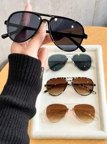 4 件装女式黑色豹纹塑料飞行员全框有色镜片复古经典永不过时优雅美学时尚眼镜组合适合街头摄影音乐节外出装时尚配饰 - 彩色 - 查看 2