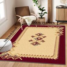 1pc Turkish Art Carpet, Crystal Velvet 700g/Sq.M, Dotted Bottom, 5mm Thickness. Machine Washable, Fade-Resistant Carpet, Anti-Slip . Suitable For Holidays And Any Space Including Hotel, Office, Sofa, Bedside, Kitchen, Laundry Room, Corridor, Porch, Staircase Mother's Day