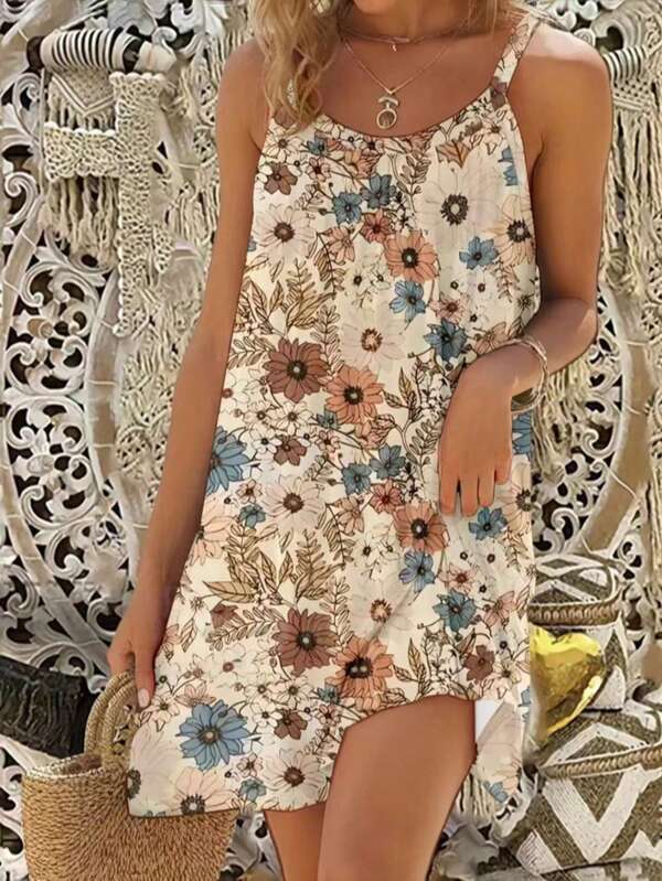 Women's Sleeveless Casual Floral Print Beach Maxi Dress/Graduation Outfit, Summer Top
