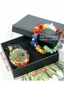 1pc/Set Round, Moon, Rectangular, Slim Rectangular 7 Chakra Necklace And Bracelet Combination, Best Gift For Family And Friends